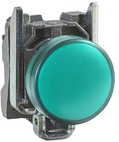 Schneider Electric Pilot light, Harmony XB4, metal, green, 22mm, universal LED, plain lens, 24V AC DC, compact push in terminals