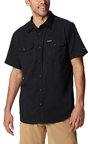 Columbia Men's Utilizer 2 Solid Short Sleeve Shirt Short Sleeve Shirt, Black, Size XL