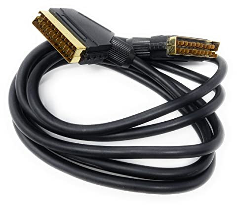 DRUT 2m Scart to Scart Cable Lead, 21 Pin Male to Male (Plug to Plug) RGB Cord for TV, VCR, DVD Player Gold Plated 6.5ft