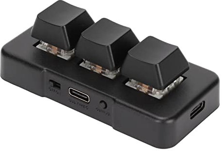 Goshyda 3 Keys Mini Macro Mechanical Keyboard, RGB Backlight One Handed Gaming Keypad, Support USB 2.4G Wireless Bluetooth, HID Programming Customized Keyboard