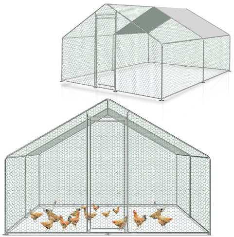 Lospitch Hühnerstall 3x3x2m, Freilaufgehege XL mit Schloss, Außengehege Verzinkter Stahl Kleintierstall Kleintiergehege Outdoor Geflügelstall, für Hühnerkäfig Vogelkäfig Kleintiere Haustierkäfig