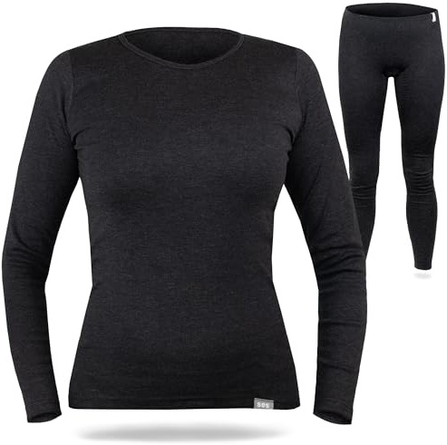 SES Set intimo termico da donna 38-52 – Biancheria termica traspirante e durevole in cotone – Calore e comfort per inverno, sci e attività all'aperto, antracite., 46