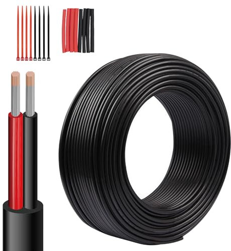 Wirelume 16AWG 2x1,5 mm² Elektrischer Draht 2 Adrig Kabel 5V/12V/24V verseilt PVC Stromkabel 30FT/9.14M Niederspannung verzinnt Kupferkabel Mantelleitung Feuchtraumkabel Elektrokabel