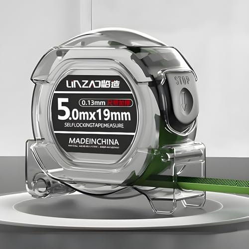 Cinta Métrica, Cinta Métrica Fluorescente, Se Puede Bloquear Automáticamente, Cinta Métrica Retráctil de Acero Inoxidable, Caja Resistente A Impactos, Manos Anticorte 5 m × 25 mm (Color transparente)