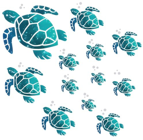 15 Stück Meeresschildkröten-Vinyl-Wandaufkleber, Wasserschildkröte Unter Dem Meer, Fliesenaufkleber Bad Wasserdichte Schildkröten Aufkleber für Badezimmer, Schlafzimmer, Wohnzimmer, Toilette