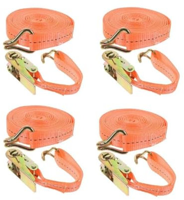 YUZHEDM 4 Piezas Ratchet Tightener Cinchas De Amarre con Gancho de 2,5 cm X 5 m con Trinquete, Ratchet Tightener Correas de Amarre Adecuado para Portaequipajes de Coche.