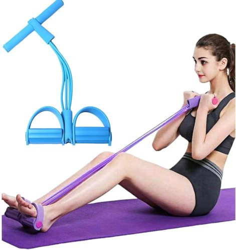Bandes De Résistance Fitness, Sit-Up Bodybuilding Expander Bandes Corde De Tension, Corde élastique De Traction for Yoga à 6 Tubes, Extenseur De Force Abdominale(Blue)
