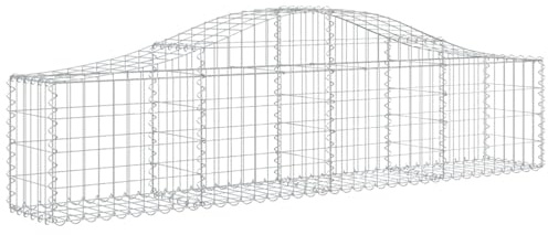Gecheer Gabion Basket Decorative Soundproof Garden Barrier - Silver, Galvanised Iron, 200x30x40/60cm Model153382
