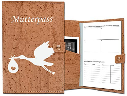 Simaru Housse pour carnet de maternité en Cuir de liège imperméable Beige - Housse de Protection pour carnet de maternité Allemand,