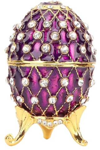 La Lavanda - Scatola per gioielli a forma di uovo, cofanetto per gioielli Fabergé, uovo di Pasqua, artigianato russo, compleanno, matrimonio, regalo di Natale per lei figlia, donna, 7,5 x 6,5 x 5,2 cm