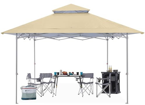 ABCCANOPY Pavillon 2,5x2,5M WASSERDICHT Flatpavillon Pop-up Gartenzelt Festzelt,Beige