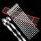 HeyWin Metal Skewers,10 Pcs,16.8 inch Long Kebab Skewers for More Meat or Vegetabels, Thick Stainless Steel, Easy Clean,with A Storage Pouch (Size 1)