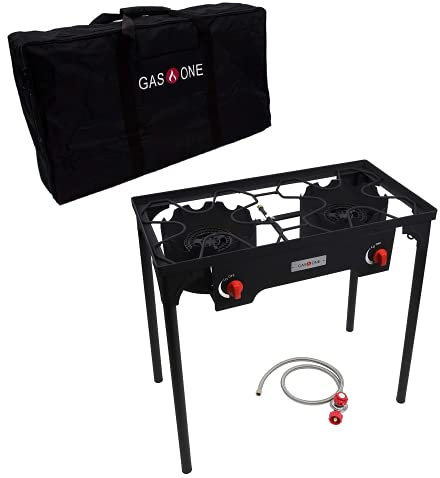 GasOne Two Burner Propane Camp Stove with Carry Bag Outdoor High Pressure Propane Double Burner