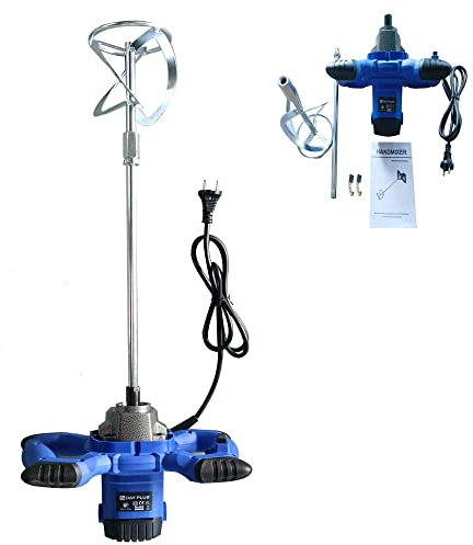 Mezclador de pintura y mortero de 2600 W, 0 – 1700 rpm, varilla en espiral, agitador para mezclar pintura de mortero y hormigón, 6 niveles de velocidad ajustable, 3 velocidades, color azul