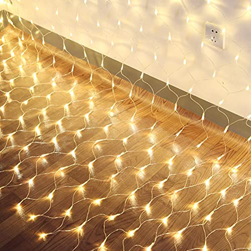 Cecaylie 200 LED-ljusnät, 2 x 2 m, ljusslinga med 8 lägen och minnesfunktion, IP44 vattentät utomhusnät, varmvit
