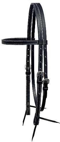 BLACK HOOF Western Schwarz Latigo Leder Stirnband Halfter