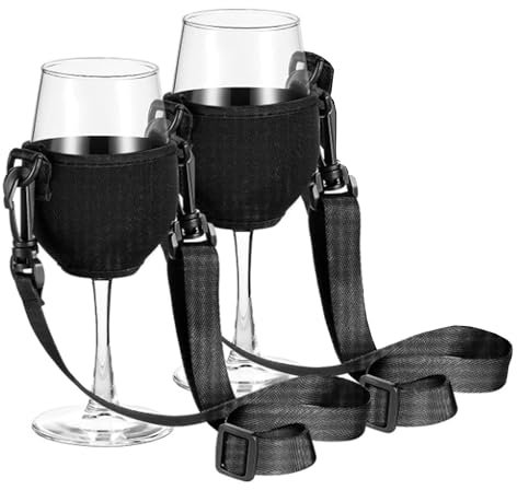 Niuhong 2 Pcs Weinglas Hals Halter Weinglashalter Tragbare Geschenke Becher Umhängebänder Weinliebhaber Weinglasregal Accessoire Mit Hängen Halstrageband Für Party Geburtstag Hochzeit Ausstellung