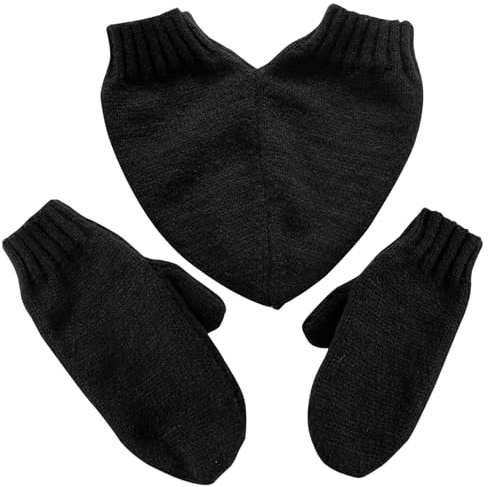 QmjdDymx Guantes de Pareja de Invierno, Parejas de Punto Guantes de Mano de Pareja Termal sosteniendo Guantes Parejas Lindas Guantes de Dedos completos para Mujeres Regalos de Valentín, Negro