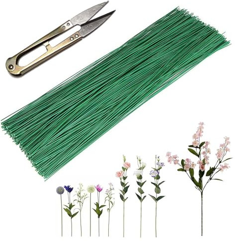 Toulifly Blumendraht, 50 Stück, 2 mm, 30 cm, Grün, Floristikdraht, Blumenstieldraht, Kunststoff und Stahl, zum Basteln und Dekorieren