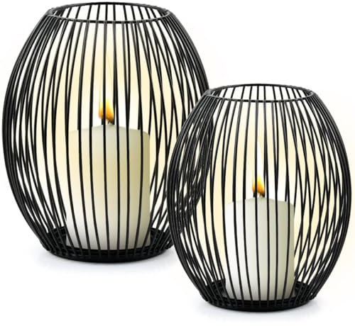 2er Set Oval Kerzenständer Kerzenhalter,Metall Deko Kerzenleuchter,Kerzenhalter Groß Kerzen Ständer,Modern Windlicht Kerzenhalter Teelichthalter für Party Weihnachts Hochzeit Schlafzimmer Abendessen
