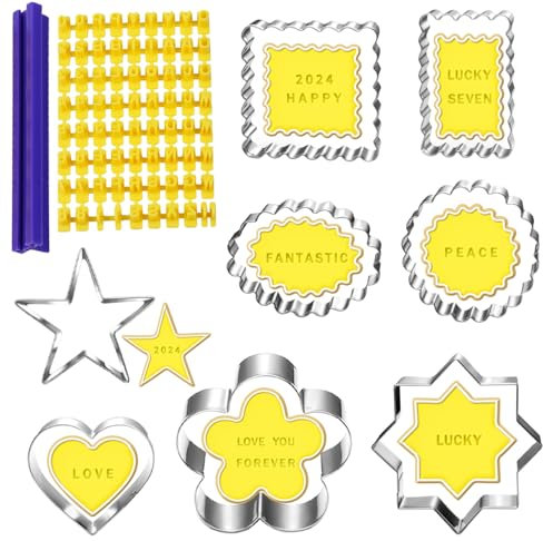 UKoosien Klassisches Keksausstecher Set mit Alphabet Zahl Buchstabe Keksstempel-8 Stück-Plätzchen Ausstecher Ausstechformen Keks Fondant Dekorieren