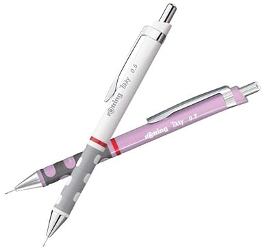 rOtring Tikky mekanisk penna pastellset | Lila & Vit | 0,7 mm & 0,5 mm | Ergonomiskt grepp | användning för skola, kontor och teckning | Lätt plastkropp