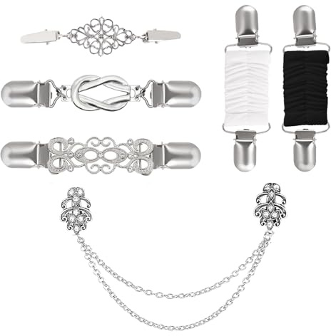 Cinch 6 stycken vintage clips för cardigan, kläder, storlek för kvinnor och flickor, tröjor, klänningar, skjortor, halsdukar, halsdukar