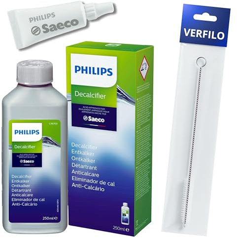 VERFILO Pflegebasis-Set für Kaffeevollautomaten – kompatibel mit Philips/Saeco: Entkalker CA6700, Schmierfett HD5061/01, Reinigungsbürste VERFILO