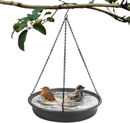 Bain d'oiseaux pour l'extérieur - Distributeur de Nourriture pour Animaux Sauvages dans Le Jardin, Bol d'eau décoratif, Ornement en métal Suspendu | de Nourriture Robuste et Inoxydable pour