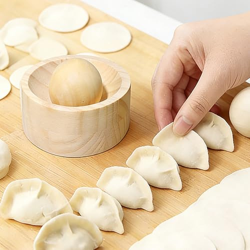 Presse À Raviolis En Bois - Dumpling Maker Manuel Avec Mécanisme À Bille Roulante | Pour Raviolis, Gyoza, Wonton Et Boules De Pâte