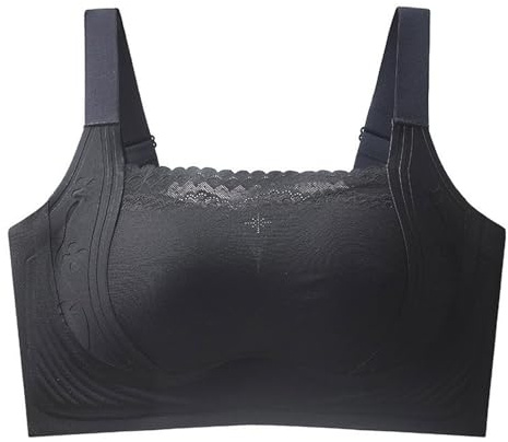 duaicnvow Dam bas-BH Jelly BH Push Up Sömlös Bekväm Bygelfri BH för kvinnor, Jelly Basic Push Up BH, svart, L
