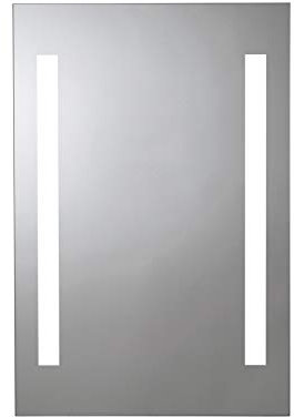 Croydex Thornton Bathroom Mirror with Lights - Easy to Install Bathroom LED mirror Battery Operated with All Fittings Included, Two Light Strips, Touch Button Power Switch, 60x40cm