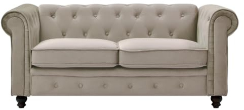 Paris Prix Canapé 2 Places Velours Chesterfield 157cm Taupe