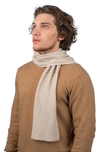 DALLE PIANE CASHMERE Mini Sciarpa Uomo 100% Cashmere - Beige