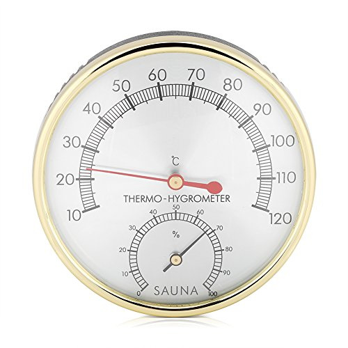 Asixx Thermo-hygromètre, Thermomètre et Hygromètre Sauna en Métal pour Salle de Sauna, de 10 ℃ à 120 ℃ et de 0% à 100% HR