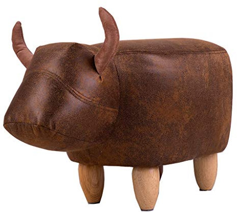 Ändern Sie Schuhe Hocker Gepolsterter Hocker Medium Ottoman Hocker rutschfeste Kunststoff Beine Change Schuh Hocker Kuh Form Fußbank (Farbe : Brown)