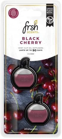 FRSH Scents FR9170 Black Cherry x2 Mini Vent Clip Deluxe Diffuser Air Freshener - Lifespan of Upto 90 Days - Ideal for any Sized Car Vent