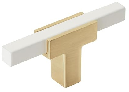 Amerock | Cabinet Knob | Brushed Gold/White | 2-5/8 inch (67 mm) Length | Urbanite | 1 Pack | Drawer Knob | Cabinet Hardware