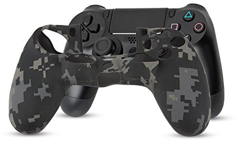 Diyeeni Schutzhülle für PS4-Controller, Silikon-Schutzhülle Camouflage-Muster, Anti-Rutsch Schutzhülle Set, Ersatz-Gehäuse Weiche Hüllen Abdeckung für PS4(grau)