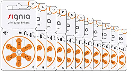 Signia 1.45 Volt Hearing Aid Battery, Pack of 60 Cells, Size 13: Long-lasting Power for Your Hearing Aid