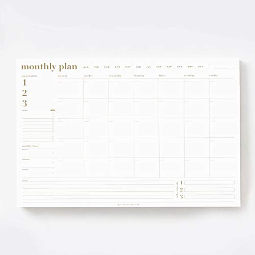 Bliss Collections Monthly Planning Pad, To Do List Notebook - Undated Tear-Off Sheets Notepad - Work Calendar, Organizer, Scheduler for Goals, Tasks - The Essential, 12 x 18, 18 Sheets