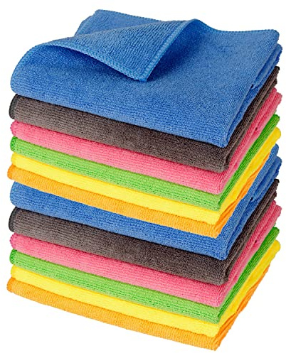 Mach1 12 pezzi Premium panni in microfibra 40x40cm con 350g/m² (350GSM) in qualità professionale, estremamente assorbenti e morbidi – panni multiuso senza pelucchi per casa, ufficio e auto