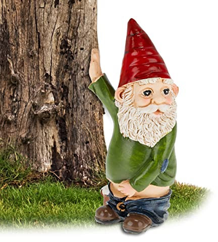 Relaxdays Gnomo da Giardino Che Fa la Pipì, Alto 10 cm, Resistente alle Intemperie e al Gelo, Nano da Esterno, Colorato, Poliresina