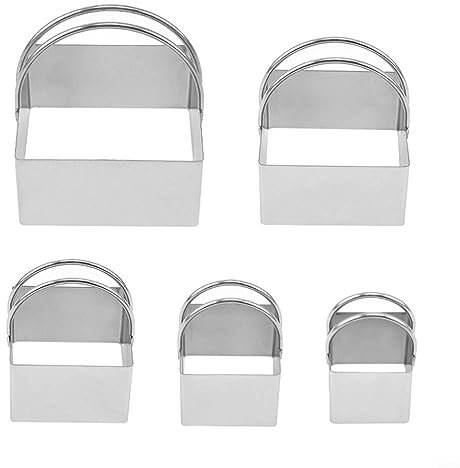 HEIBTENY Lot de 5 emporte-pièces carrés en acier inoxydable pour mousse, anneau, pâtisserie, moule à gâteau, outil de cuisson pour mousse et desserts