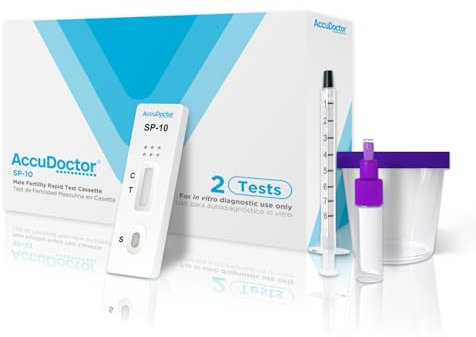 2x AccuDoctor Test Fertilità Maschile – Test Spermiogramma Uomo e Qualità Spermatozoi – Sperm Test per Uomo Fertilità, Controllo Seminale e Valutazione della Fertilità Uomo a Casa 2 TEST
