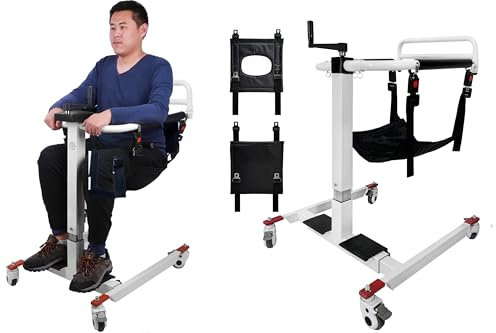 AIBOTY Sedia da Toilette Regolabile in Altezza/Larghezza, Sedia da Doccia Multifunzionale Commode Sedia a Rotelle Manuale per Anziani in Cura, Trasferimento del Paziente Scensore