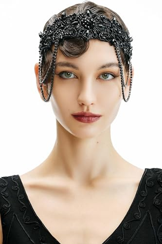 BABEYOND 1920-talet Flapper huvudstycke 20-talet tillbehör Gatsby tillbehör kvinnor vintage hårtillbehör