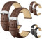 EOAMGO Uhrenarmband 22mm 20mm Leder, Uhrenarmbänder für Herren Damen, Uhrband Herrenuhr Lederarmband, 2 Stück Watch Strap，Armband Uhr Lederarmband (Braun, 22mm)