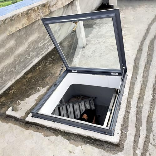 Áticos aleación de aluminio claraboya con acristalamiento, Sótanos claraboya salida techo, techo ventana Para iluminación y ventilación, Casas Resistente a la lluvia escotilla acceso techo.