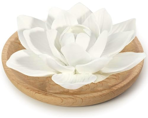 Duftsteine Für Ätherische Öle, Aroma Diffuser Mit Lotusblüten-Design, Duftstein Für Ätherische Öle Inklusive Runder Unterteller Geeignet Für Wohnzimmer Und Reisen